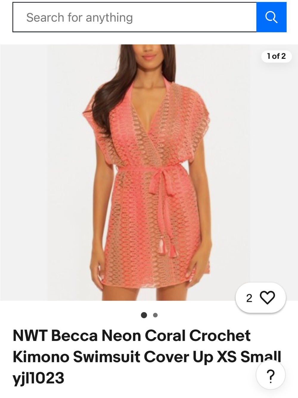 BECCA Pink and Coral Crochet Tassel Wrap